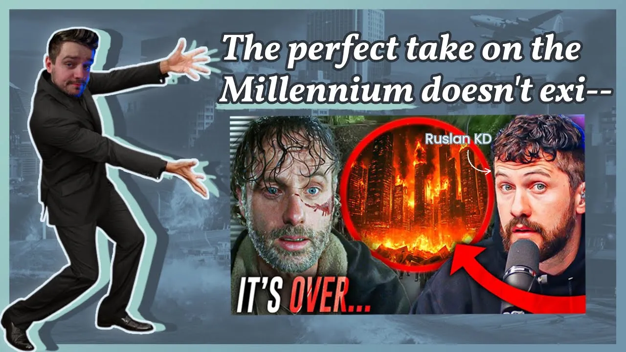 Split image comparing The Walking Dead, Lord of the Rings, and The Matrix as pictures of end times views
