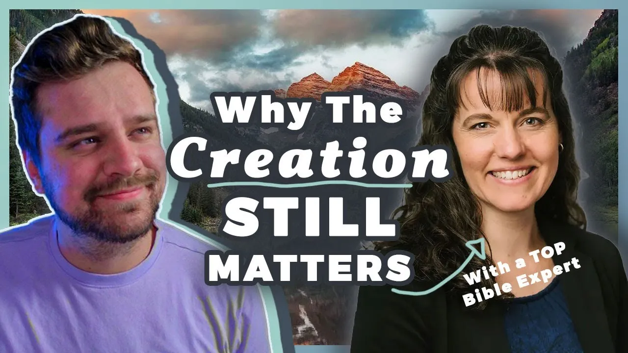Split screen video interview between Tim Barber and Dr. Carmen Joy Imes discussing her book Being God's Image.